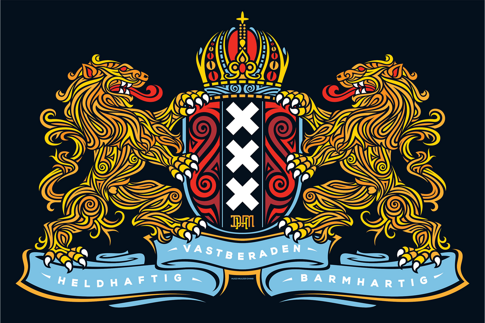 Coat of Arms Amsterdam art flag by DHM design - Hemptex®